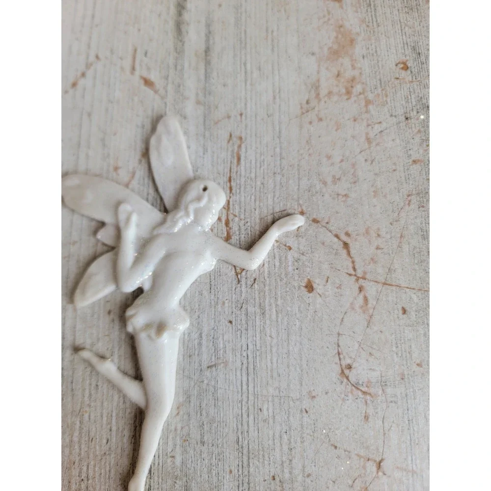 Vintage fairy white porcelain ornament Xmas elf pixie unique home decor figure